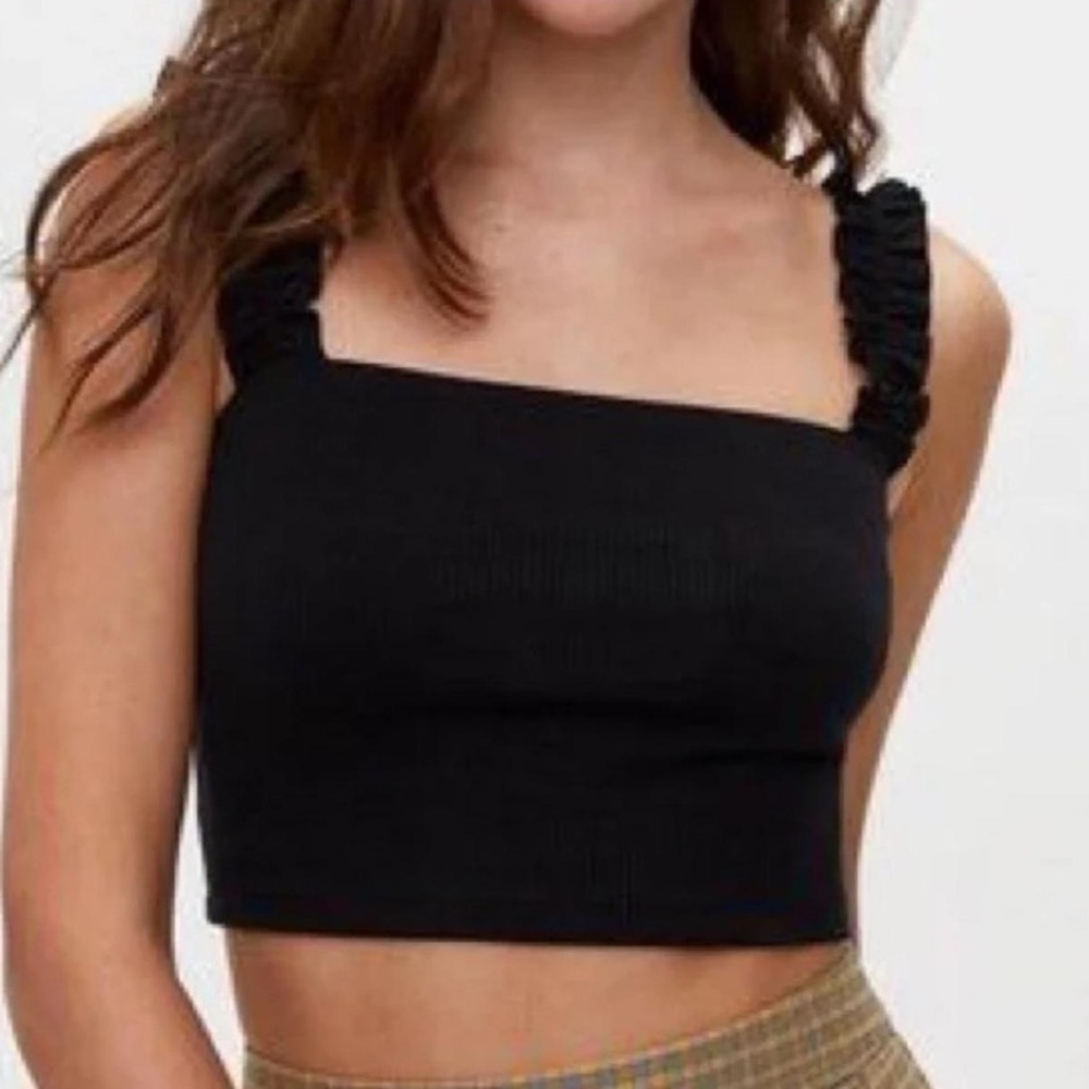 Sunday Best Black Ribbed Crop Tank